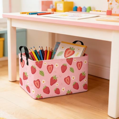 Rectangular Collapsible Storage Basket Toy Organizer Flower Strawberry - color: Rec Flower Strawberry
