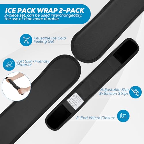Neck Ice Pack Wrap, Reusable Cold/Hot Gel for Neck Pain, Blackx2 - color: Black+black