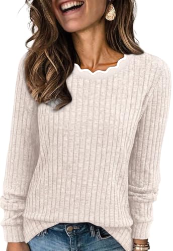 WIHOLL Womens Long Sleeve Shirts Lightweight Tunic Fall Top Sweaters 2026 - color: 01-apricot, size: X-Large