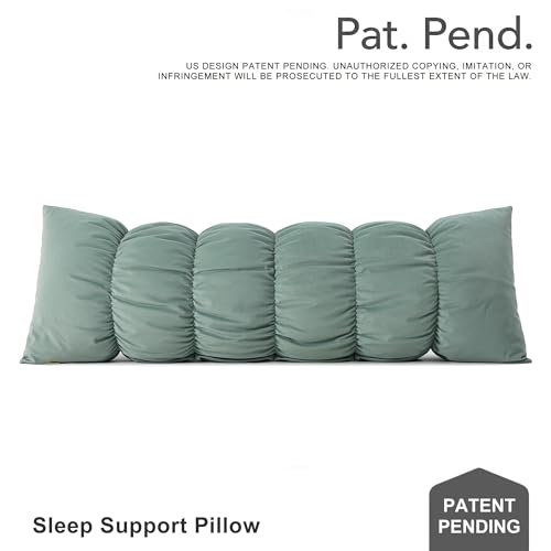 Pat. Pend. Segmented Body Pillow for Side Sleepers, 47 Inch, Green - color: Green, size: 47"*15.7"