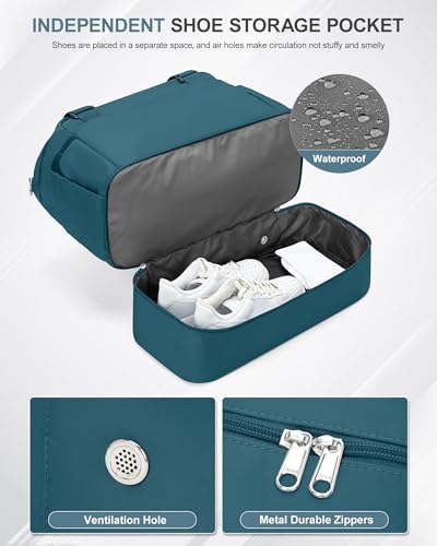 Weekender Bags for Women, Carry On Travel Duffle Bag with Shoe Compartment - color: A- Peacock Blue