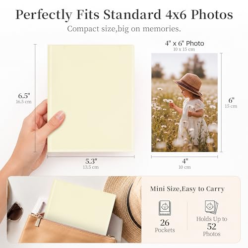 Vienrose Small Photo Album 3 Pack 4x6 Holds 52 Photos Each Beige - color: Beige, size: 4x6 (3 PK)