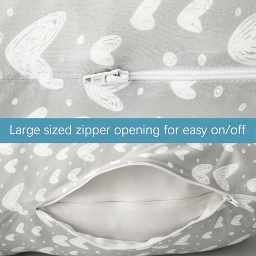 Pregnancy Pillow Cover U-Shaped (ONLY Pillowcase), Grey Hearts Print - color: Grey Hearts, size: Detachable U-Shape
