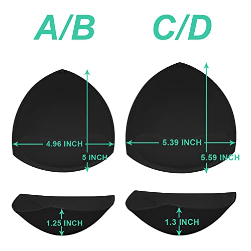 5 Pairs Bra Pad Insert,Removable Sport Bra Cups Inserts Triangle Breathable Bra Pads for Yoga Bra Swimsuits Bikini