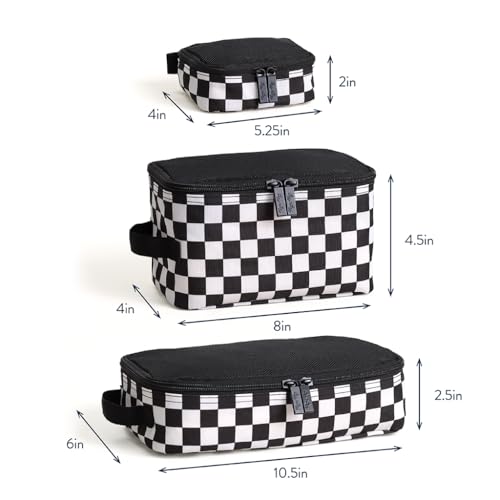 Itzy Ritzy Packing Cubes for Travel, Set of 3 (Black & White Checkerboard) - color: Black & White Checkerboard