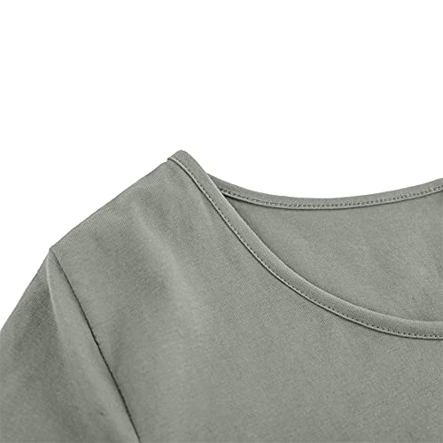 Peauty Side Ruched Maternity Bodycon Dress Short Sleeve Style Baby Shower - color: Green Grey, size: Medium