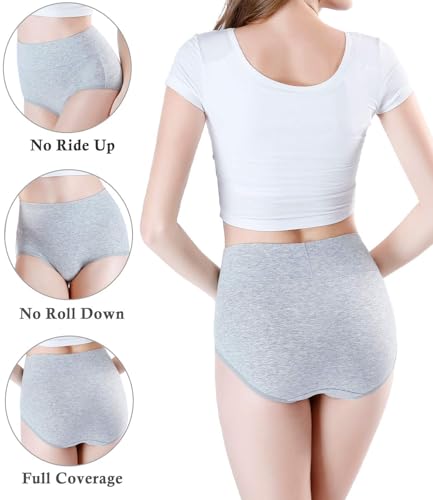 wirarpa Women's Modal Underwear Soft High Waist Briefs Ladies Panties 4 Pack - color: Black/Beige/Grey/White, size: Medium