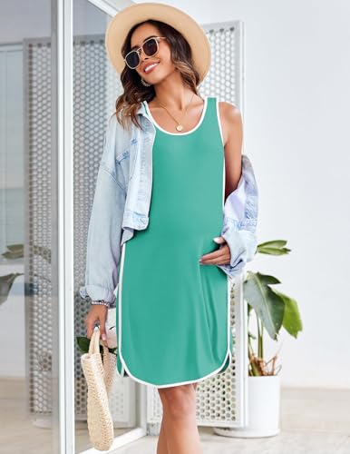 Labor and Delivery Gown Maternity Dress Breastfeeding Nursing Nightgown - color: Cyan, size: Medium
