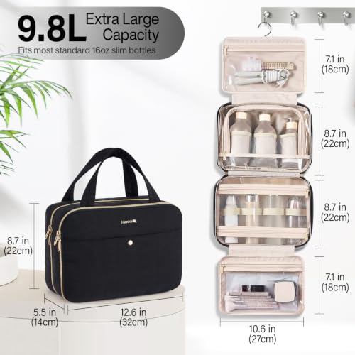 Hanke Hanging Travel Toiletry Bag for Women, Jewelry and Makeup Organizer - color: Black