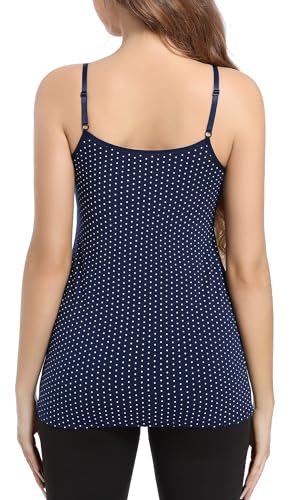 SUIEK 4 Pack Nursing Tank Tops Maternity Cami Cotton Breastfeeding Bralette - color: B-leaf+grey Print+yellow Print+navy Dot 4pack, size: X-Large