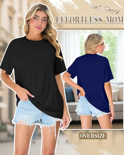 3 Pack Women's Oversized Nursing Tops - color: Wine Red, Dark Blue, Black, size: Small