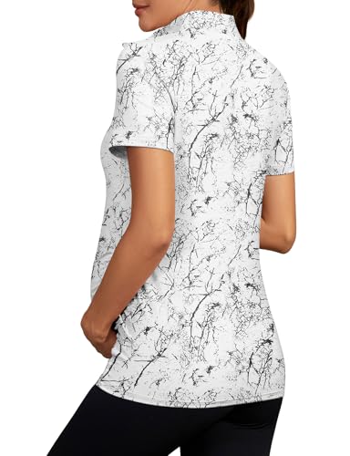Viracy Womens Maternity Workout Tops 1/4 Zip Up Lightweight Short Sleeve Pregnancy Shirts for Work - color: Marble, size: Large