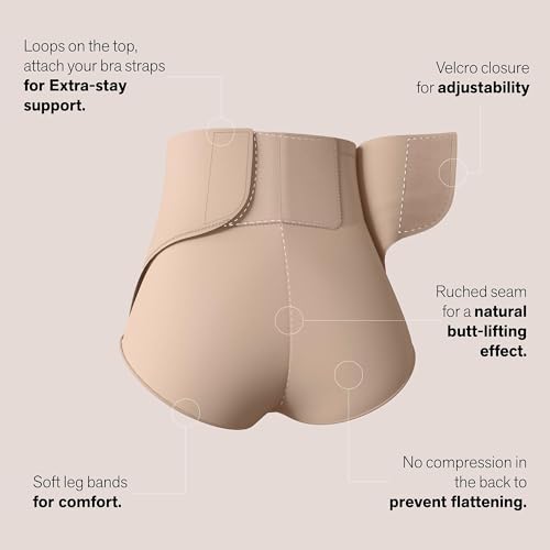 Leonisa BellyFlex Total High-Waist Post-Surgical Compression Underwear, Adjustable Belly Wrap, Tummy Control Shapewear Girdle - color: Beige, size: Medium