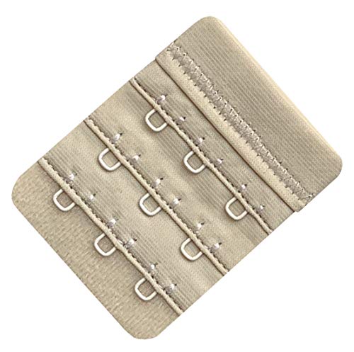 Women Pack of 3 Soft Comfortable 3 Hooks Bra Extender,2.4"x 2.3" - color: Beige, 1/2 Inch Spacing