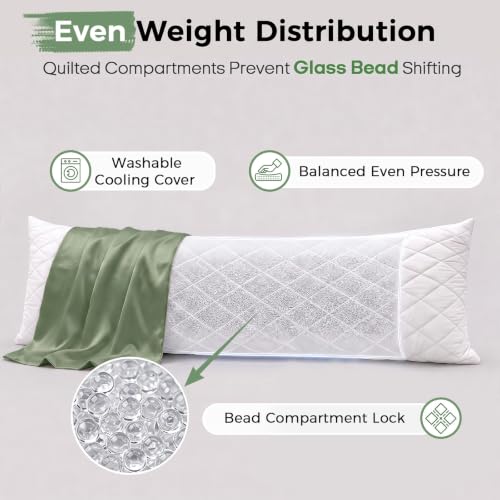 ZonLi Cooling Weighted Body Pillow for Side Sleepers and Deep Sleep - color: Bamboo Green, size: X-largr48"x14"(8.5lbs)
