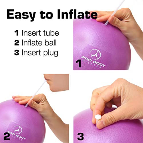 ProBody Pilates 14" Magic Circle, 9" Mini Exercise Ball and a 65 cm Yoga Ball with Base and Bands (3pcs) Bundle for Stability, Barre, Yoga, Core Training and Physical Therapy