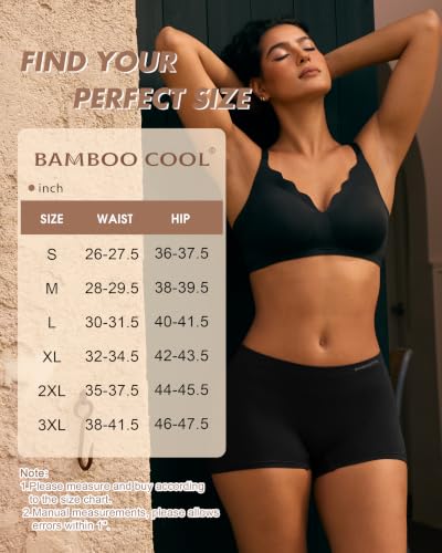 BAMBOO COOL Womens Boyshorts Underwear Mid Rise Boxer Briefs Panties - color: Multicoloured B (5-pack), size: XX-Large