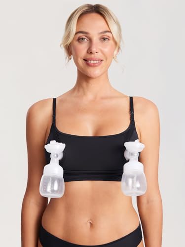 MOMANDA Women's Inbarely Pumping Bra Hands Free All-in-One Nursing Bra for Breastfeeding More Coverage Wireless Seamless - color: Black 2, size: XX-Large