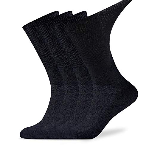 Busy Socks 4 Pack Crew Thin Non Binding Top Diabetic Socks for Men Women - color: 4 Pairs Black, size: Medium