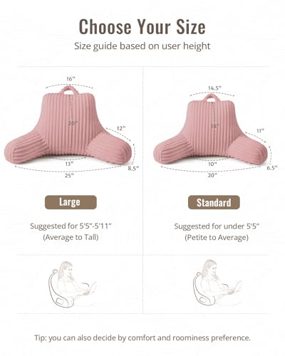 Blissful Diary Reading Pillow for Bed, Backrest Pillow, Plush Pink - color: Fuzzy Plush Pink, size: Large(20inch)