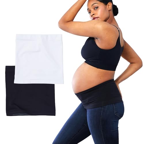 Ingrid & Isabel Bellaband - Seamless Maternity Belly Band for Women - Essential Pregnancy Postpartum Jeans & Pants Extender - color: Black/White, size: 1