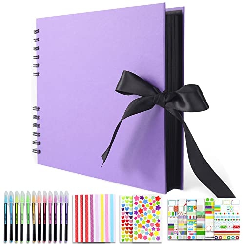 Vienrose Scrapbook Album 80 Pages 11x8 Inch Black - color: Purple