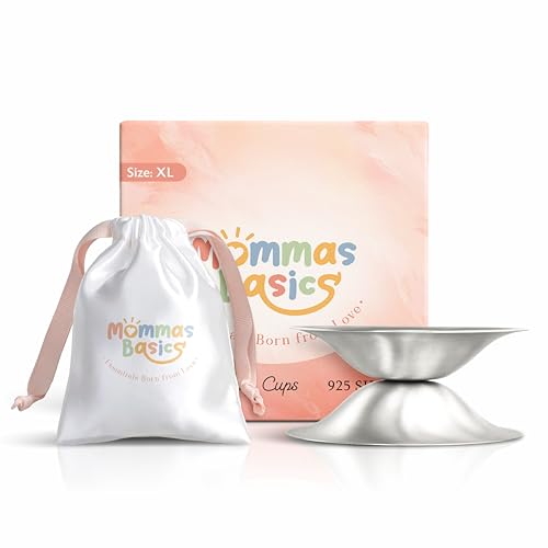 925 Sterling Silver Nursing Cups for Breastfeeding Moms | Gentle Protection Between Feeds | Reusable Silver Nipple Cups for Sore & Sensitive Nipples - size: Extra Large