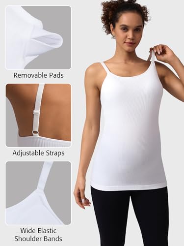 ATTRACO Women's Maternity Tank Tops with Built in Bra Pregnancy Tank - color: A-white, size: X-Large