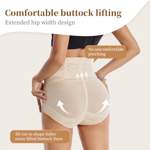 Womens Tummy Control Shapewear, High Waist Butt Lifter Panties - color: Black+beige, size: X-Large