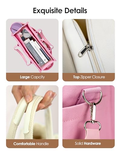 Birthday Gifts for Women, Initial Tote Bag with Makeup Bag - color: Pink, style: H