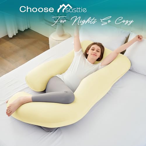 Cooling Pregnancy Pillows for Sleeping, 57'' Full Body Pillow, Light Yellow - color: Light Yellow, size: 57 Inch