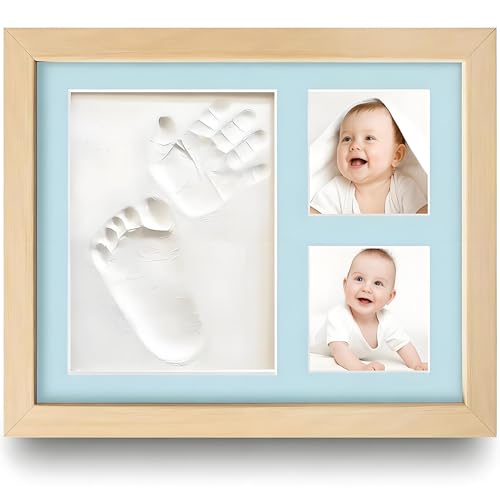 Baby Footprint Kit, Newborn Foot and Hand Print Kit, Baby Keepsake Frame, Nursery Pictures Frames(Walnut) - color: Walnut