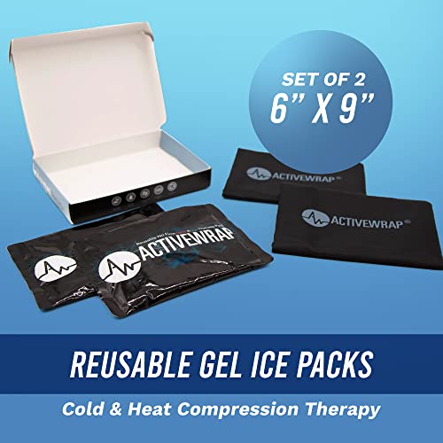 ActiveWrap Ultra Flex Ice & Heat Pack, Medium (6" x 9") – Gel Ice Packs Reusable for Ankle, Elbow & Neck, Hot & Cold Therapy, Flexible No-Flow Gel, Includes Nylon Protective Pouch (2 Count) - size: Medium (6" x 9")