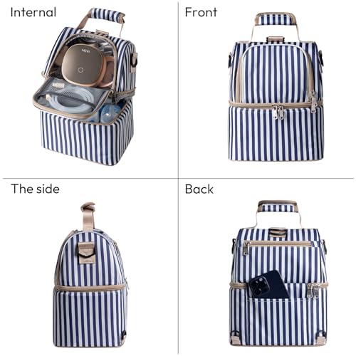 NCVI Breast Pump Backpack, Double Layer Removable, for Spectra/Medela - color: Stripe