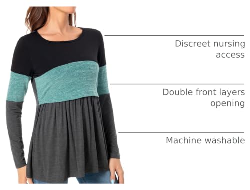 Bearsland Women’s Scoop Neck Nursing Top - color: Green, size: X-Large