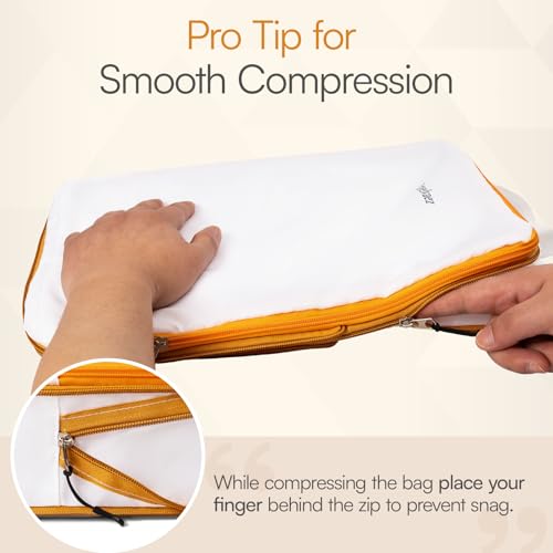 6 Set Large Compression Packing Cubes for travel. - color: White