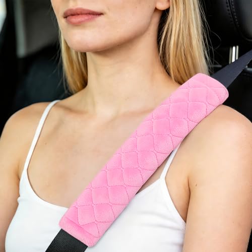 Amooca 2 Pack Seat Belt Covers Soft Shoulder Pad for Cars & Backpack - color: D: Pink