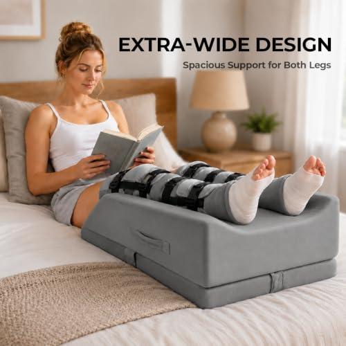 3-Height Adjustable Wide Leg Elevation Pillows for After Surgery - color: Grey
