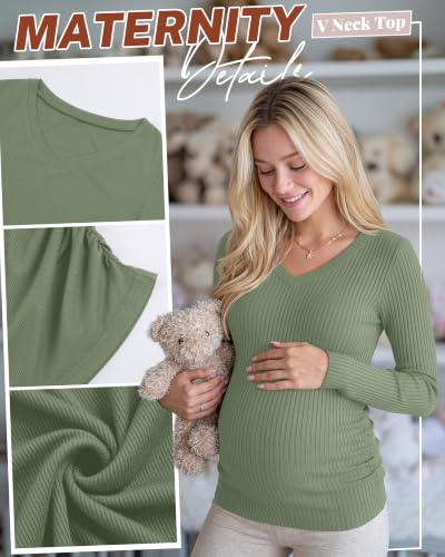 4 Pack Women's Maternity Shirts - color: Light Gray, Gray Green, Haze Blue, Black, size: X-Large