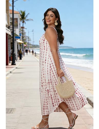 POGTMM Womens Plus Size Dress Boho Sleeveless Maxi Long Halter Sundress - color: Floral 1, size: 4X-Large