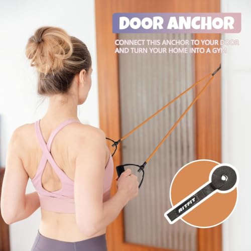 RitFit Single Resistance Bands with Handles Door Anchor for Home Gym - size: 8-12lbs