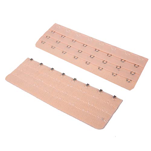 Bra Extender Ladies Bra Strap Extension 8 Hook 3 Rows Buckle Adjustable 2pcs - color: Dark Beige, size: 8 Hooks