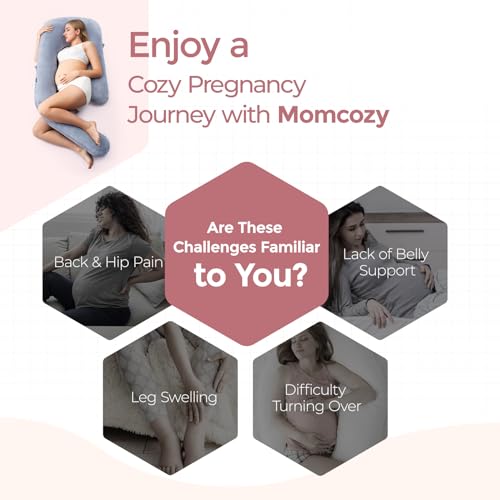 Momcozy Pregnancy Pillow for Sleeping - Dreamlign U Pro Maternity Pillow - color: Grey