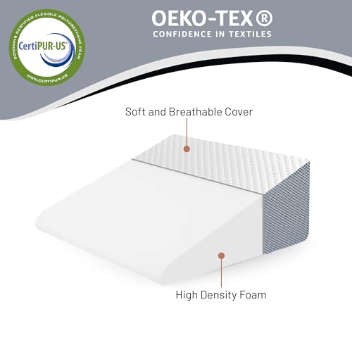Nutan, Elevated Bed Wedge Pillow for Back Support, Acid Reflux, Leg, Neck Pain, Snoring, Triangle Pilow | Incline Shape for Improved Sleep | Chic Jacquard Cover, 12”x 24”x 24”