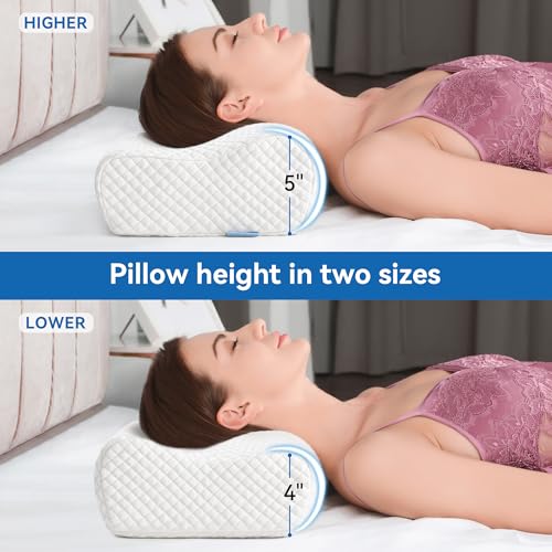 AM AEROMAX Travel Contour Memory Foam Pillow for Neck Pain Relief, White - color: White, size: Travel Size