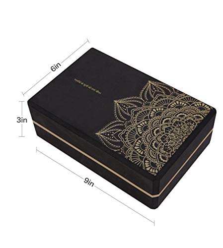nuveti Non-Slip & High Density Yoga Block set of 2 for Pilates 9"x6"x3" - color: Black