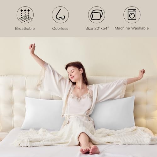 DOWNSTORIA Body Pillow Cover, Ultra Soft Microfiber Long Pillowcase, Envelope Closure Large Pillow Cases 20x54 inch (White) - color: White