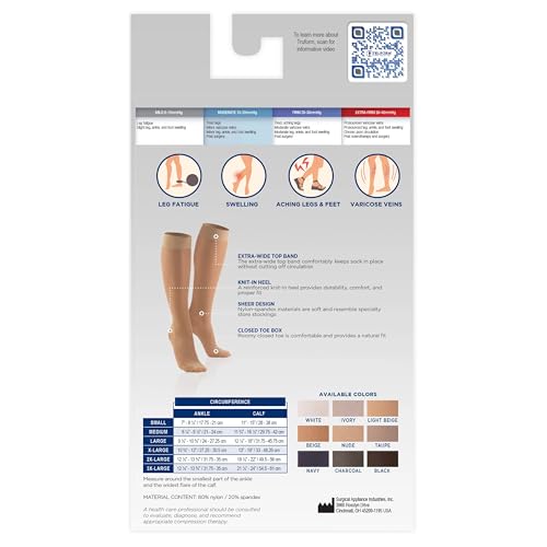 Truform Sheer Compression Stockings, 15-20 mmHg, Women's Knee High Length, Open Toe, 20 Denier, Black, Medium - color: Black, size: Medium (1 Pair)