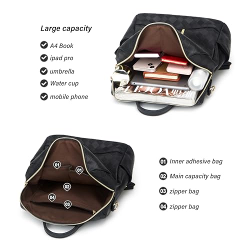 Makes Backpack Purse for Women PU Leather Casual Backpack Daily Travel Bag - color: Black Square
