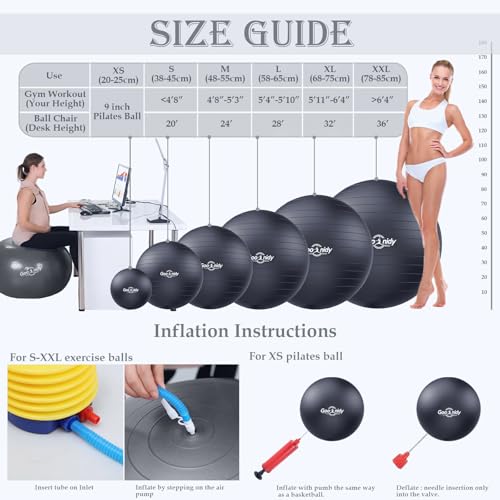 Soft Exercise Ball, Yoga Pregnancy Ball Chair, Pilates Equipment with Pump - color: Black, size: M(19-22inch/48-55cm)